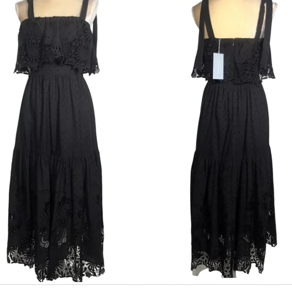 Antonio Melani Black eyelet Dress Midi NWT sz 8 - Picture 6 of 15